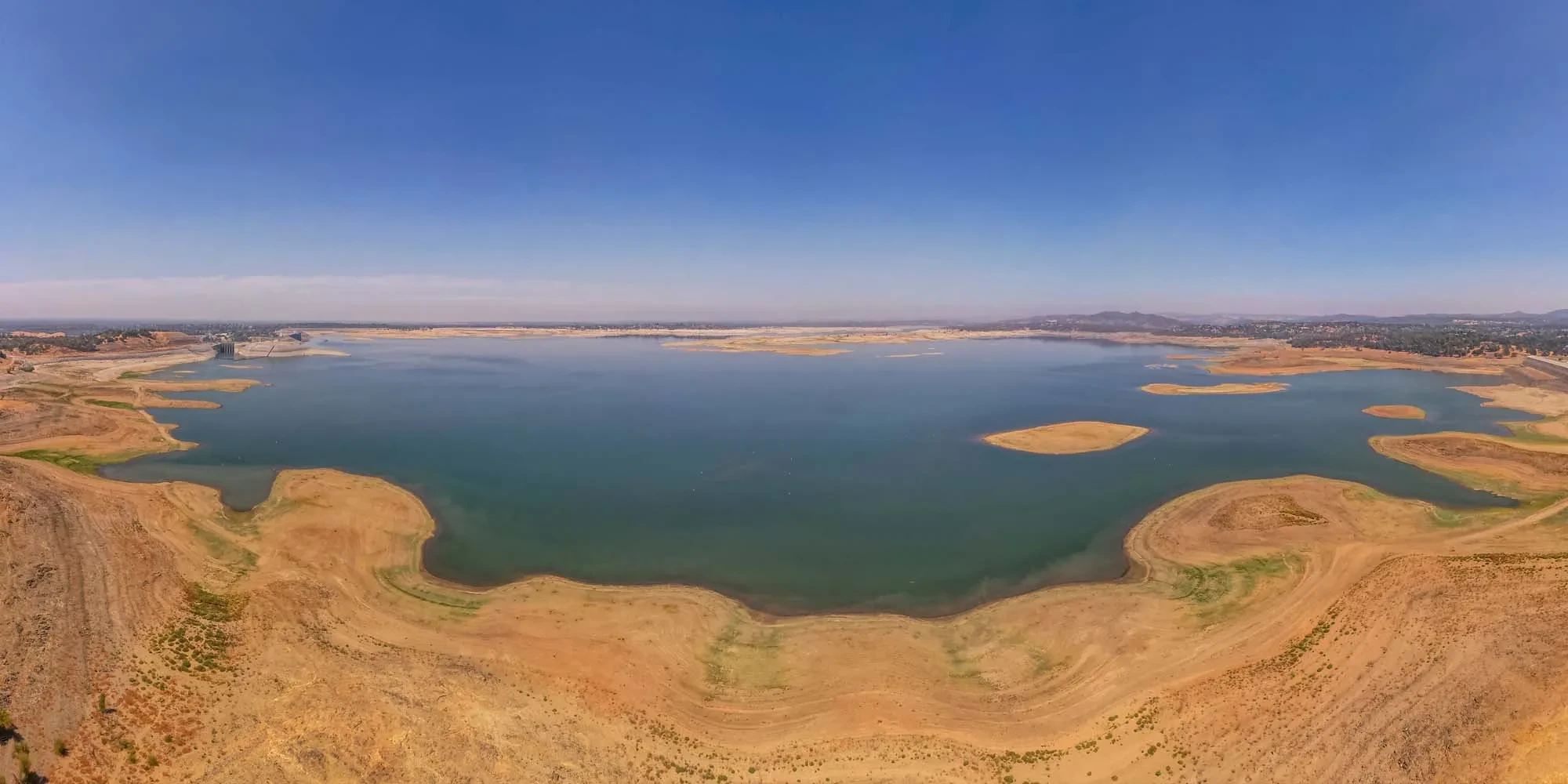 Drought stricken Folsom Lake, California.